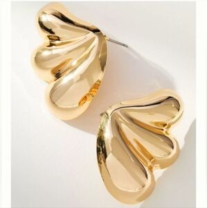 Anthropologie Fanned Out Post Earrings 14k Gold Plated Sculptural Earrings NWT